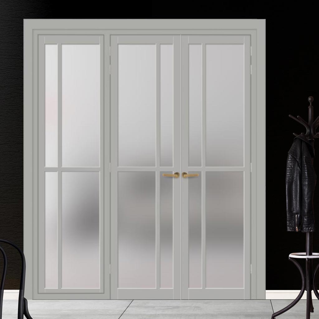 Urban Ultimate® Room Divider Marfa 4 Pane Door Pair DD6313F - Frosted Glass with Matching Side - Colour & Size Options