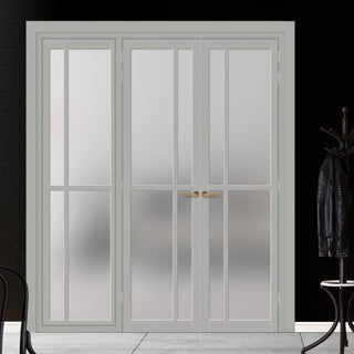 Image: Urban Ultimate® Room Divider Marfa 4 Pane Door Pair DD6313F - Frosted Glass with Full Glass Side - Colour & Size Options