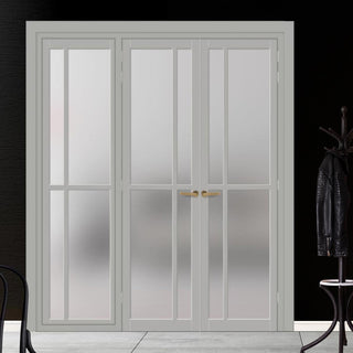 Image: Urban Ultimate® Room Divider Marfa 4 Pane Door Pair DD6313F - Frosted Glass with Matching Side - Colour & Size Options
