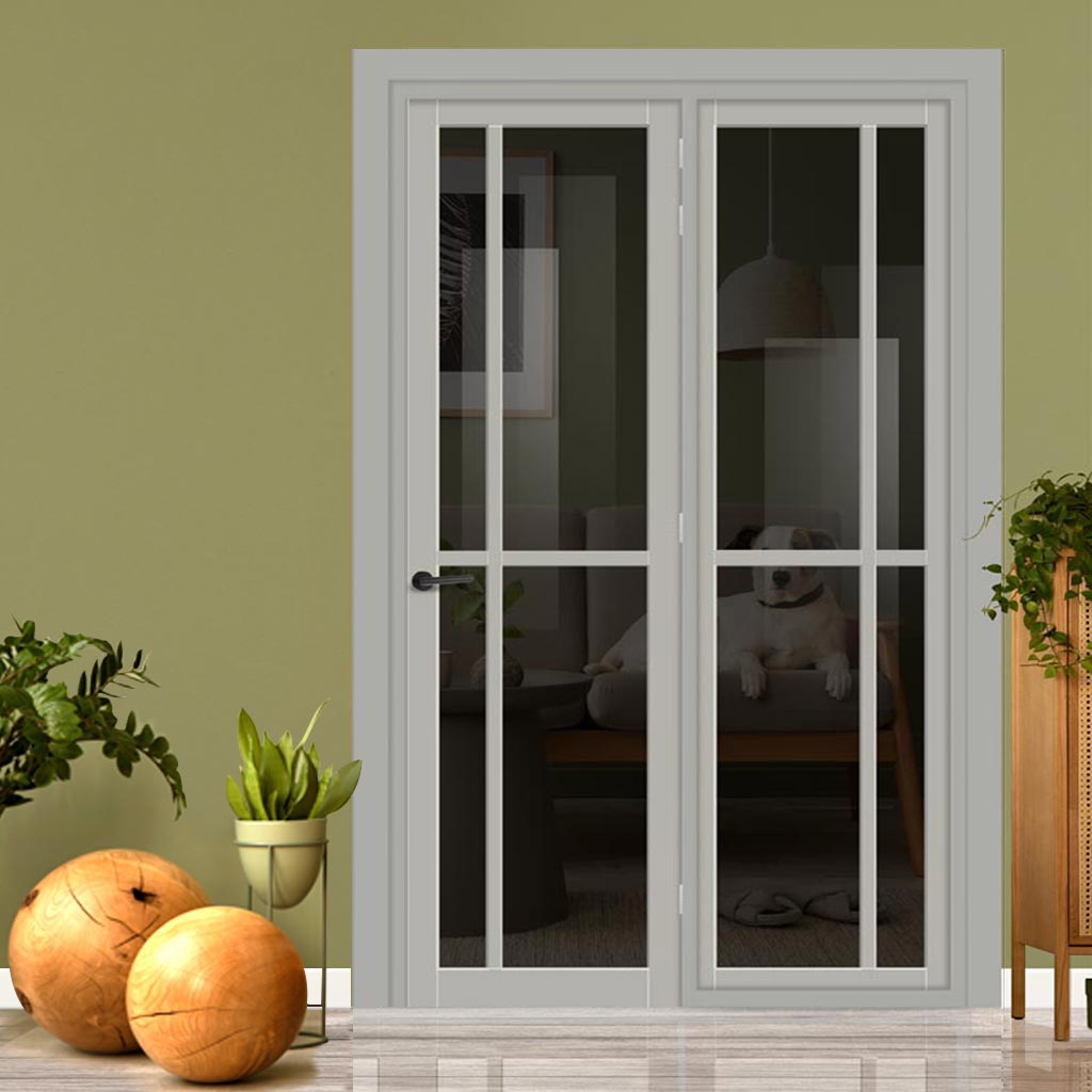 Urban Ultimate® Room Divider Marfa 4 Pane Door DD6313T - Tinted Glass with Full Glass Side - Colour & Size Options