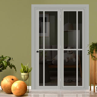 Image: Urban Ultimate® Room Divider Marfa 4 Pane Door DD6313T - Tinted Glass with Full Glass Side - Colour & Size Options