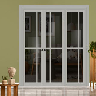 Image: Urban Ultimate® Room Divider Marfa 4 Pane Door Pair DD6313T - Tinted Glass with Matching Side - Colour & Size Options