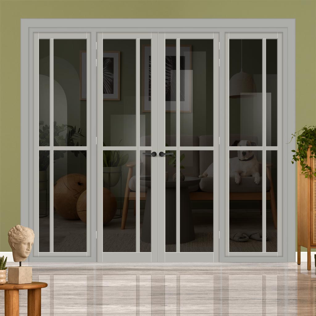 Urban Ultimate® Room Divider Marfa 4 Pane Door Pair DD6313T - Tinted Glass with Matching Sides - Colour & Size Options