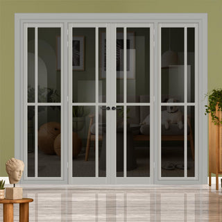 Image: Urban Ultimate® Room Divider Marfa 4 Pane Door Pair DD6313T - Tinted Glass with Full Glass Sides - Colour & Size Options