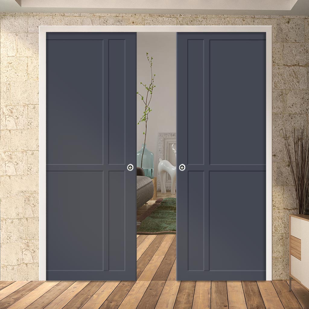 Bespoke Handmade Eco-Urban® Marfa 4 Panel Double Evokit Pocket Door DD6313 - Colour Options