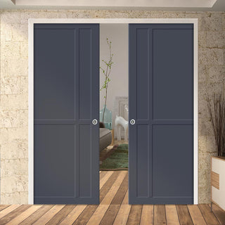Image: Bespoke Handmade Eco-Urban® Marfa 4 Panel Double Evokit Pocket Door DD6313 - Colour Options