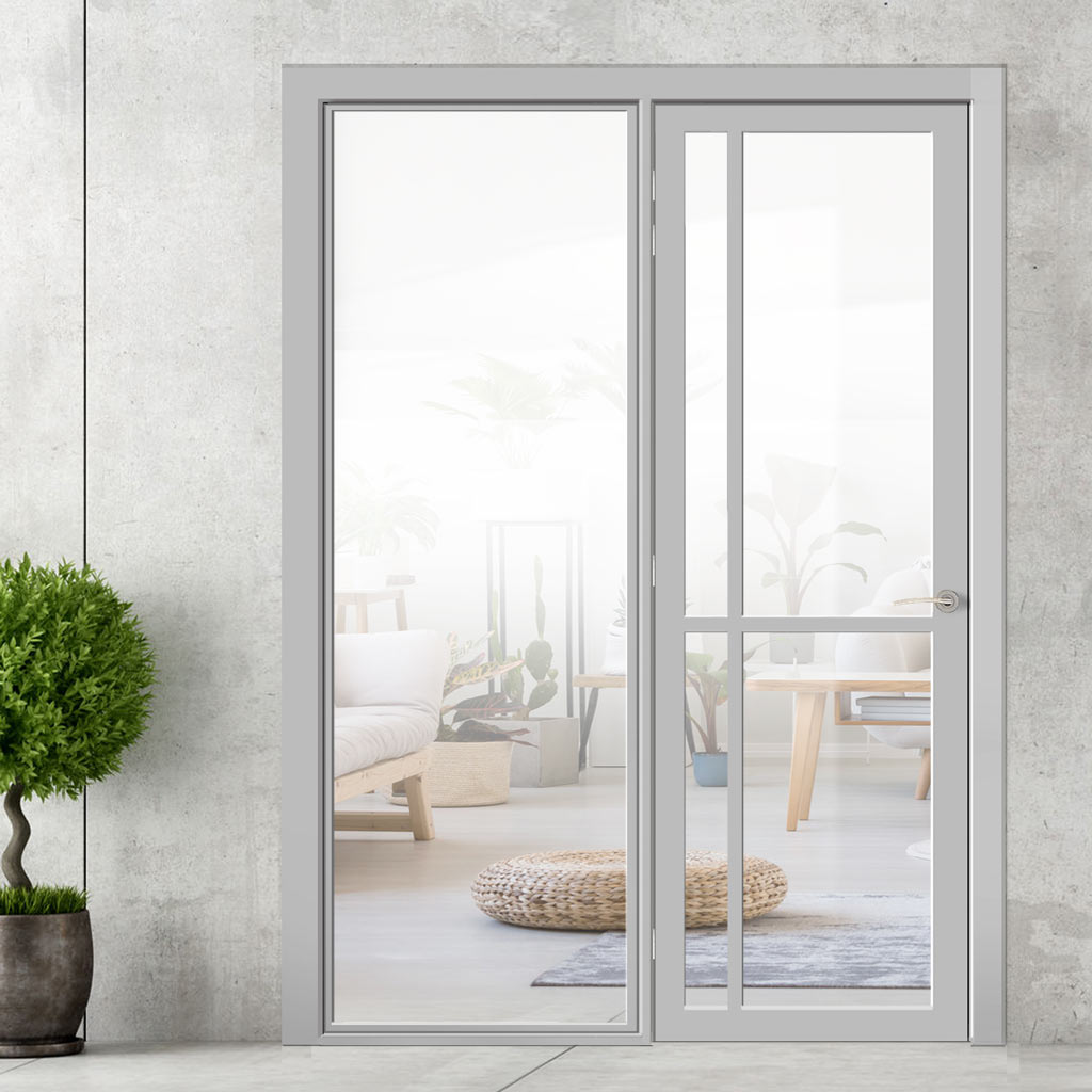 Room Divider - Handmade Eco-Urban® Marfa Door DD6313C - Clear Glass - Premium Primed - Colour & Size Options