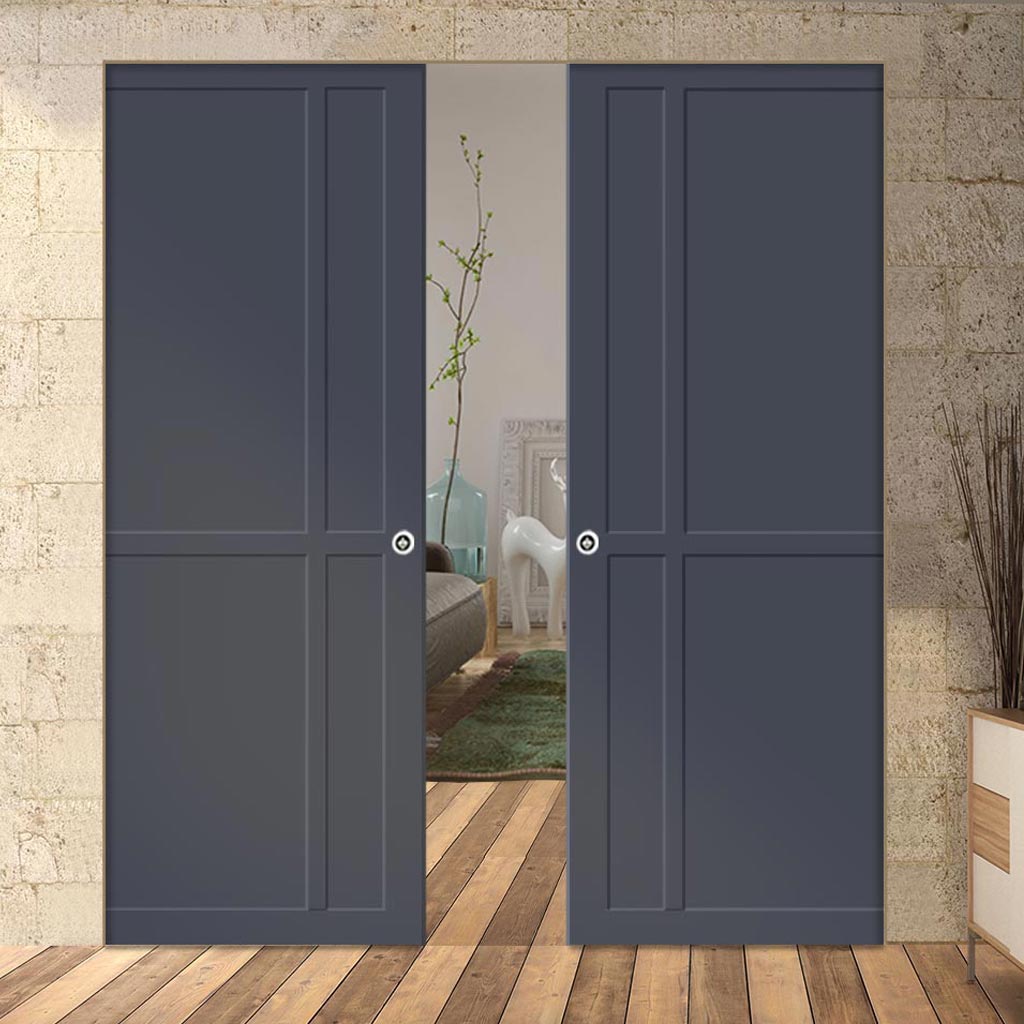 Handmade Eco-Urban® Marfa 4 Panel Double Absolute Evokit Pocket Door DD6313 - Colour & Size Options