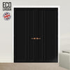 Melville 3 Panel Solid Wood Internal Door Pair UK Made DD6409 - Eco-Urban® Shadow Black Premium Primed