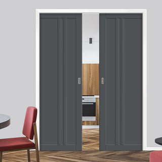 Image: Bespoke Handmade Eco-Urban® Melville 3 Panel Double Evokit Pocket Door DD6409 - Colour Options