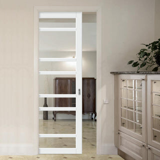 Image: Handmade Eco-Urban® Metropolitan 7 Pane Single Evokit Pocket Door DD6405G Clear Glass - Colour & Size Options