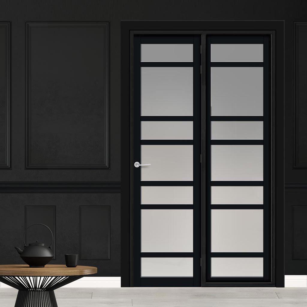 Urban Ultimate® Room Divider Metropolitan 7 Pane Door DD6405F - Frosted Glass with Matching Side - Colour & Size Options
