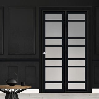 Image: Urban Ultimate® Room Divider Metropolitan 7 Pane Door DD6405F - Frosted Glass with Matching Side - Colour & Size Options