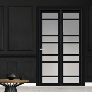Image: Urban Ultimate® Room Divider Metropolitan 7 Pane Door DD6405F - Frosted Glass with Full Glass Side - Colour & Size Options