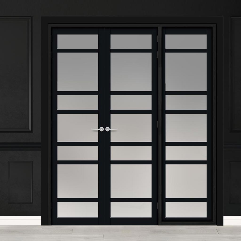 Urban Ultimate® Room Divider Metropolitan 7 Pane Door Pair DD6405F - Frosted Glass with Matching Side - Colour & Size Options