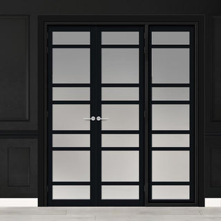 Image: Urban Ultimate® Room Divider Metropolitan 7 Pane Door Pair DD6405F - Frosted Glass with Matching Side - Colour & Size Options