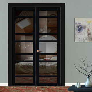 Image: Urban Ultimate® Room Divider Metropolitan 7 Pane Door DD6405T - Tinted Glass with Full Glass Side - Colour & Size Options