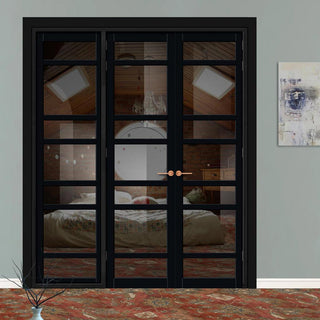Image: Urban Ultimate® Room Divider Metropolitan 7 Pane Door Pair DD6405T - Tinted Glass with Matching Side - Colour & Size Options