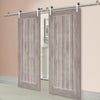 Saturn Tubular Stainless Steel Sliding Track & Laminate Mexicano Light Grey Double Door - Prefinished