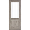Saturn Tubular Stainless Steel Sliding Track & Laminate Mexicano Light Grey Double Door - Etched Clear Glass - Prefinished