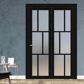 Image: Urban Ultimate® Room Divider Milan 6 Pane Door DD6422F - Frosted Glass with Full Glass Side - Colour & Size Options