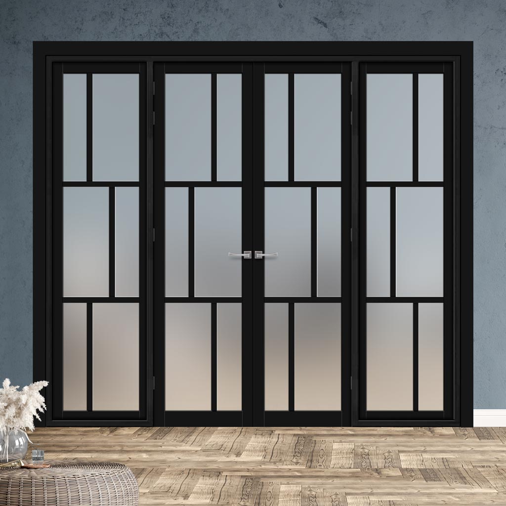 Urban Ultimate® Room Divider Milan 6 Pane Door Pair DD6422F - Frosted Glass with Matching Sides - Colour & Size Options