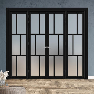 Image: Urban Ultimate® Room Divider Milan 6 Pane Door Pair DD6422F - Frosted Glass with Matching Sides - Colour & Size Options