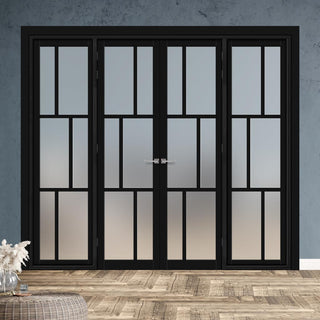 Image: Urban Ultimate® Room Divider Milan 6 Pane Door Pair DD6422F - Frosted Glass with Full Glass Sides - Colour & Size Options