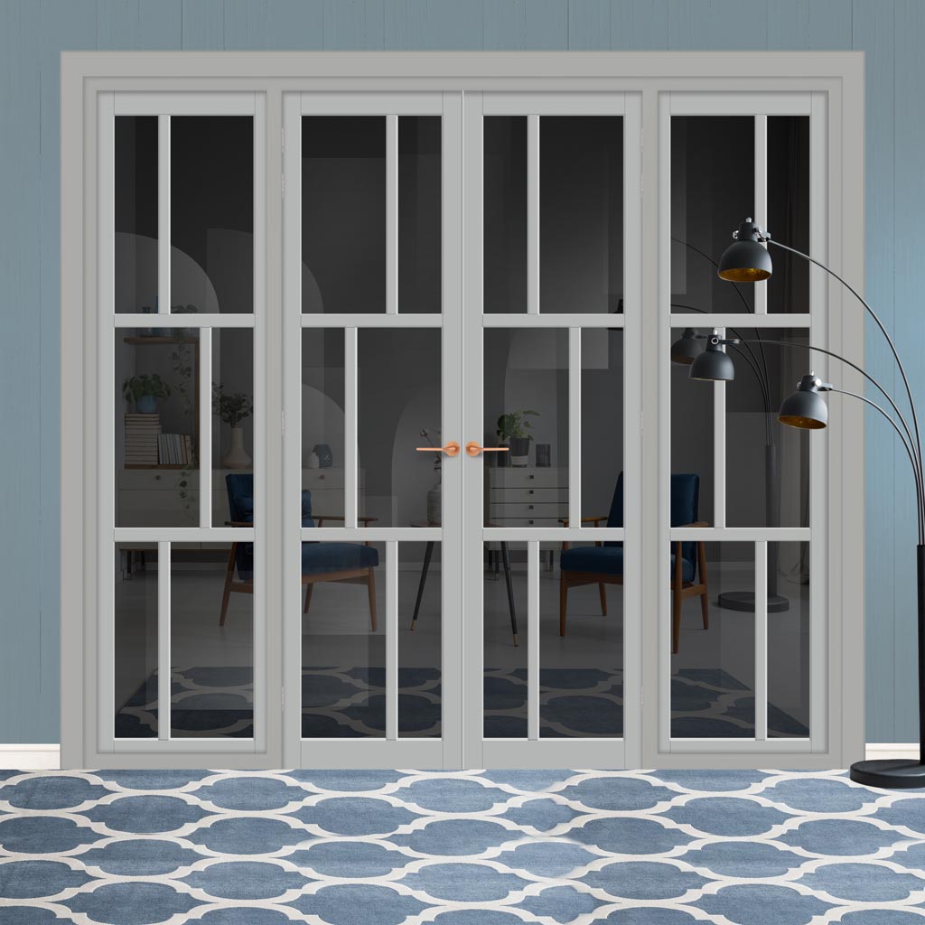 Urban Ultimate® Room Divider Milan 6 Pane Door Pair DD6422T - Tinted Glass with Matching Sides - Colour & Size Options