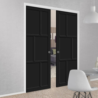 Image: Handmade Eco-Urban® Milan 6 Panel Double Evokit Pocket Door DD6422 - Colour & Size Options