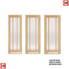 Minimalist Wardrobe Door & Frame Kit - Four Lincoln 3 Pane Oak Doors - Frosted Glass - Unfinished