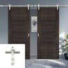 Saturn Tubular Stainless Steel Sliding Track & Montreal Dark Grey Ash Double Door - Prefinished
