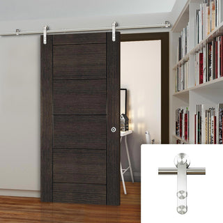Image: Saturn Tubular Stainless Steel Sliding Track & Montreal Dark Grey Ash Door - Prefinished