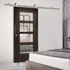 Sirius Tubular Stainless Steel Sliding Track & Montreal Dark Grey Ash Door - Clear Glass - Prefinished