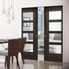 Montreal Double Absolute Evokit Pocket Door - Clear Glass - Dark Grey Ash - Prefinished