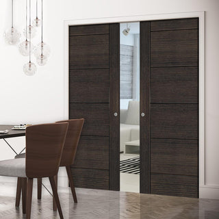 Image: Montreal Double Evokit Pocket Doors - Dark Grey Ash - Prefinished