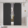 Saturn Tubular Stainless Steel Sliding Track & Laminate Montreal Black Double Door - Prefinished