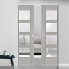 Montreal Double Absolute Evokit Pocket Door -Light Grey Ash - Prefinished - Clear Glass