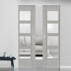 Montreal Double Absolute Evokit Pocket Door -Light Grey Ash - Prefinished - Clear Glass
