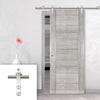 Saturn Tubular Stainless Steel Sliding Track & Montreal Prefinished Light Grey Ash Door