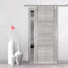 Saturn Tubular Stainless Steel Sliding Track & Montreal Prefinished Light Grey Ash Door