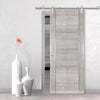 Saturn Tubular Stainless Steel Sliding Track & Montreal Prefinished Light Grey Ash Door