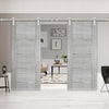 Saturn Tubular Stainless Steel Sliding Track & Montreal Prefinished Light Grey Ash Double Door