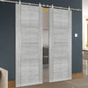 Sirius Tubular Stainless Steel Sliding Track & Montreal Prefinished Light Grey Ash Double Door
