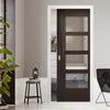 Montreal Single Evokit Pocket Door - Clear Glass - Dark Grey Ash - Prefinished