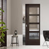 Montreal Single Absolute Evokit Pocket Door - Clear Glass - Dark Grey Ash - Prefinished