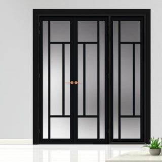 Image: Urban Ultimate® Room Divider Morningside 5 Pane Door Pair DD6437F - Frosted Glass with Matching Side - Colour & Size Options