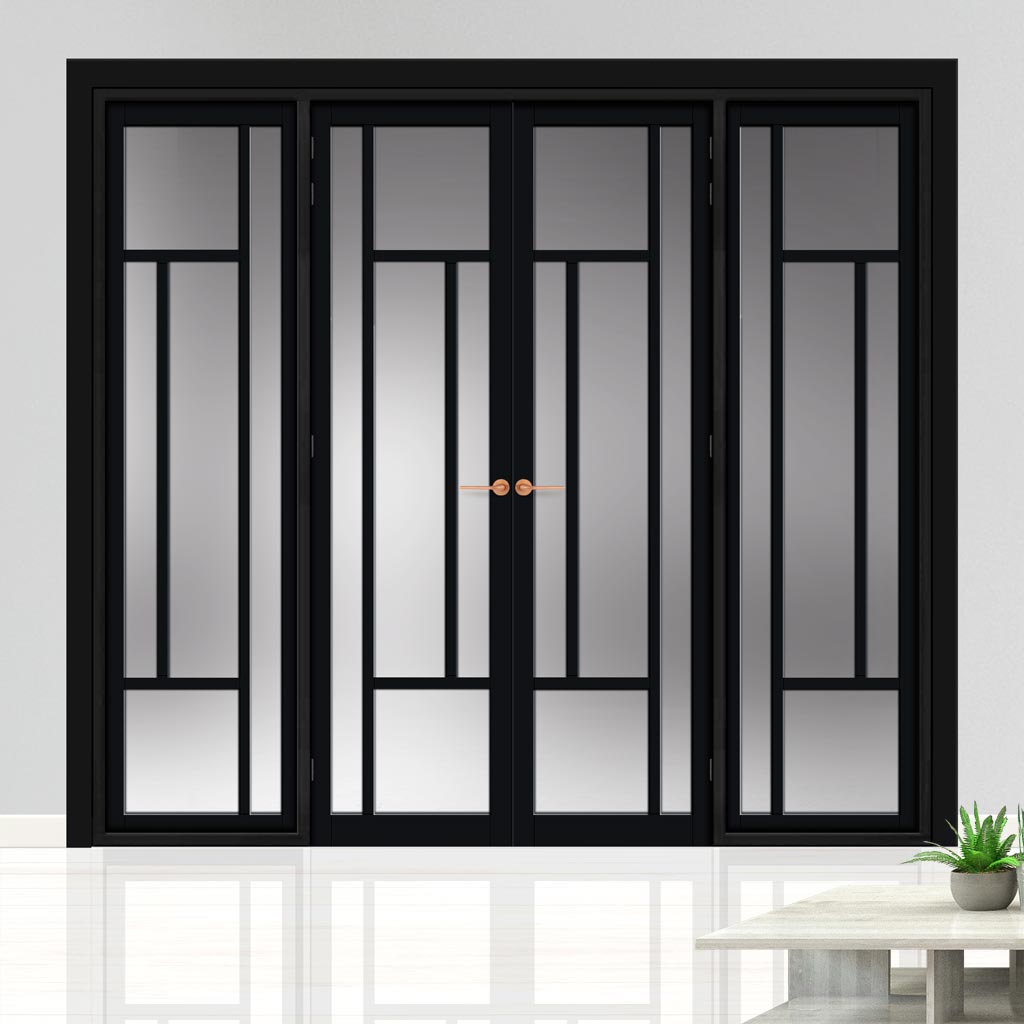 Urban Ultimate® Room Divider Morningside 5 Pane Door Pair DD6437F - Frosted Glass with Matching Sides - Colour & Size Options