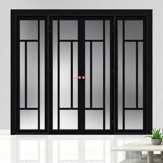 Image: Urban Ultimate® Room Divider Morningside 5 Pane Door Pair DD6437F - Frosted Glass with Matching Sides - Colour & Size Options
