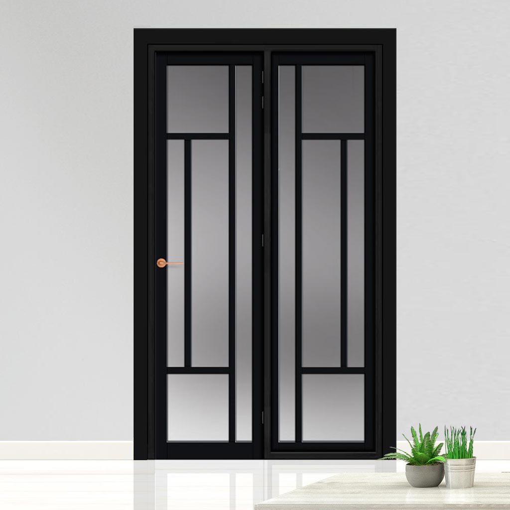 Urban Ultimate® Room Divider Morningside 5 Pane Door DD6437F - Frosted Glass with Matching Side - Colour & Size Options